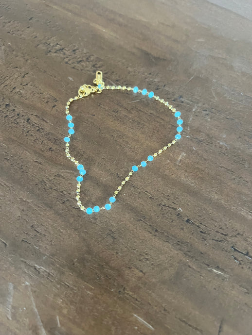 waterproof blue beaded anklet