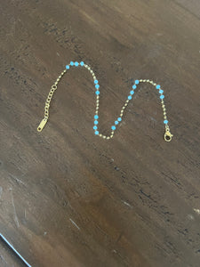 waterproof blue beaded anklet