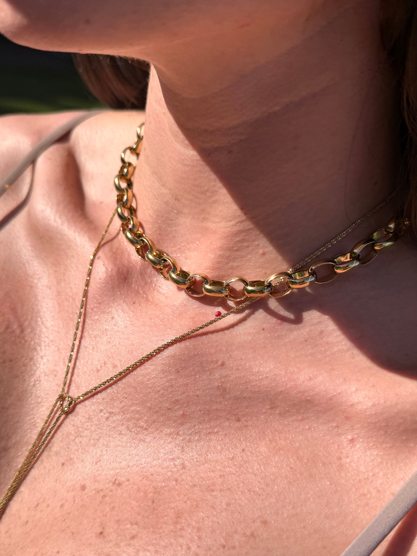 waterproof chunky oval link necklace