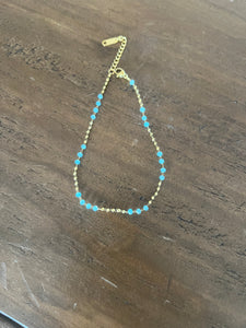 waterproof blue beaded anklet