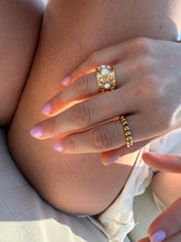 Load image into Gallery viewer, hammered waterproof wide band pearl ring