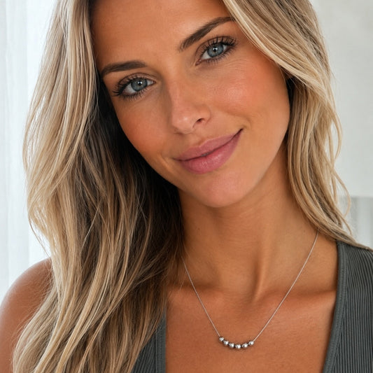 simple stainless steel beaded necklace