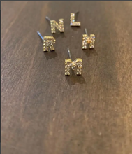 Load image into Gallery viewer, cz initial stud earring
