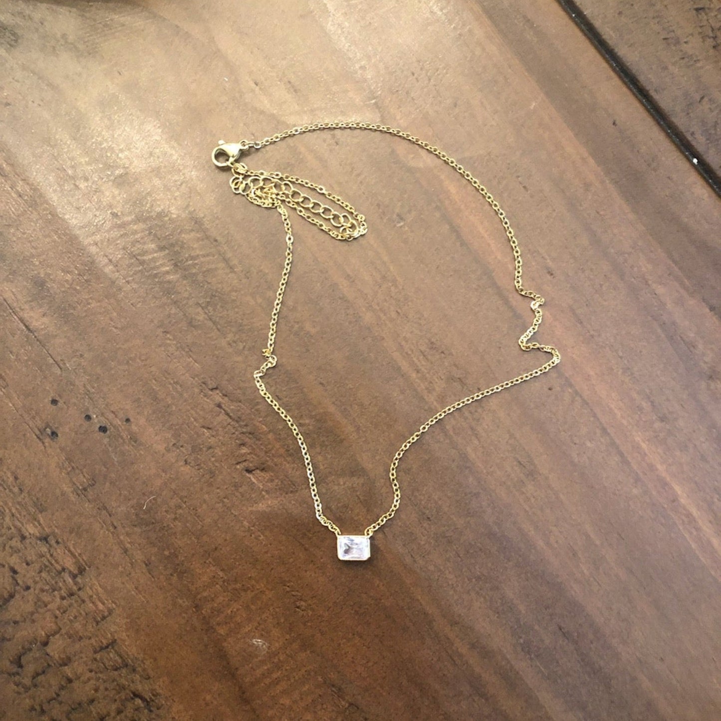 dainty crystal rectangle connector choker