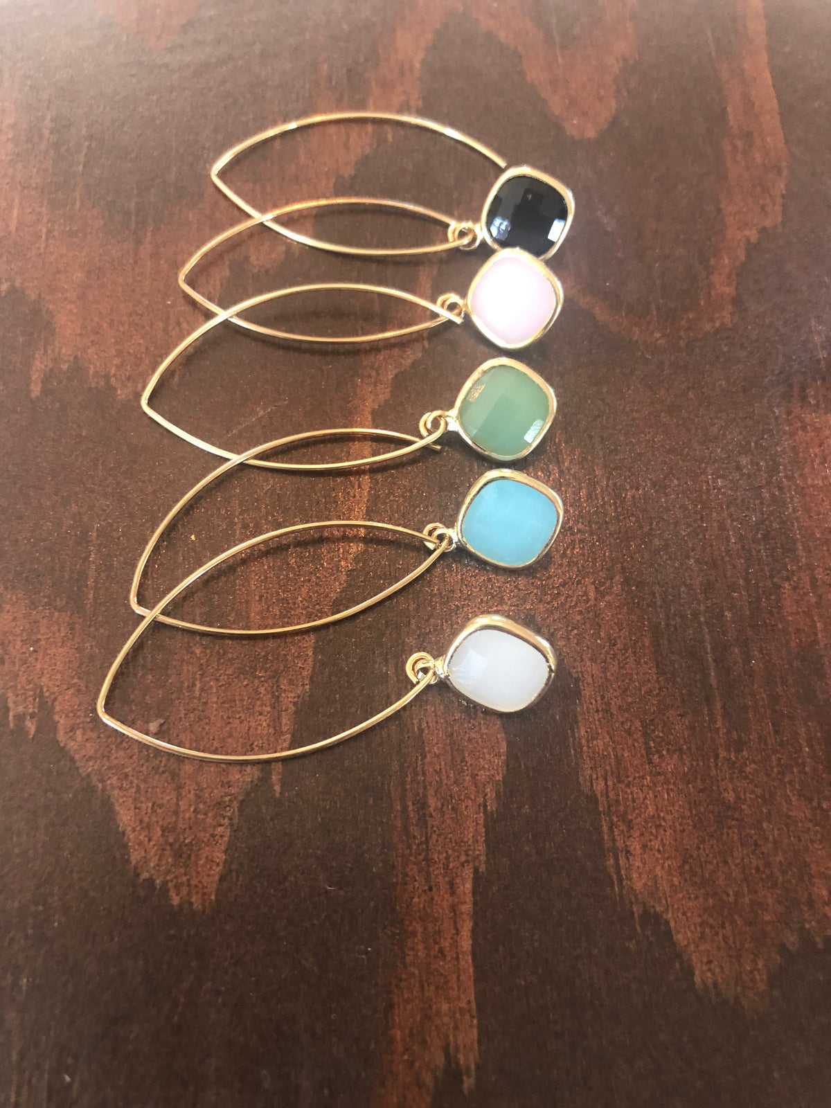 teardrop marquis glass stone earrings