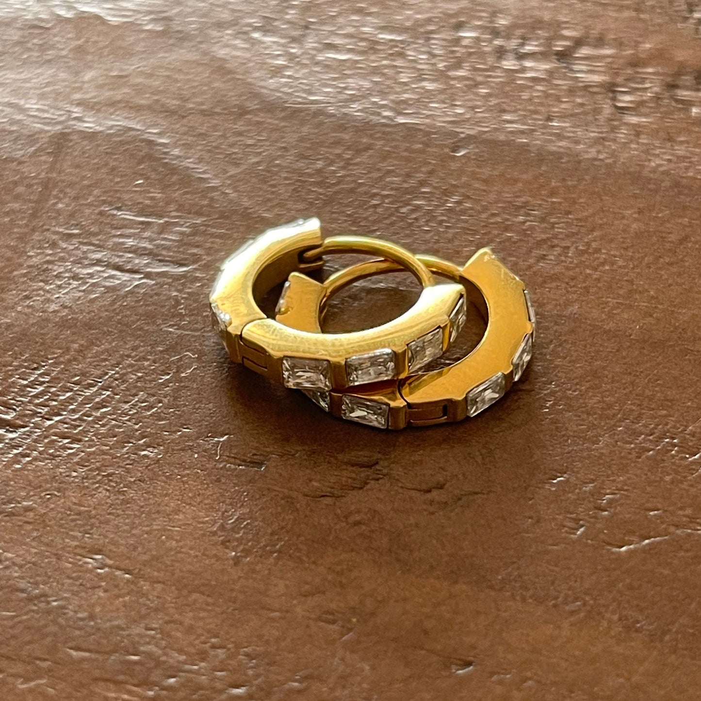 thick cz huggie earrings