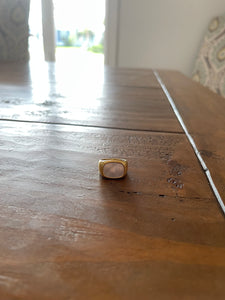 chunky square pearl ring