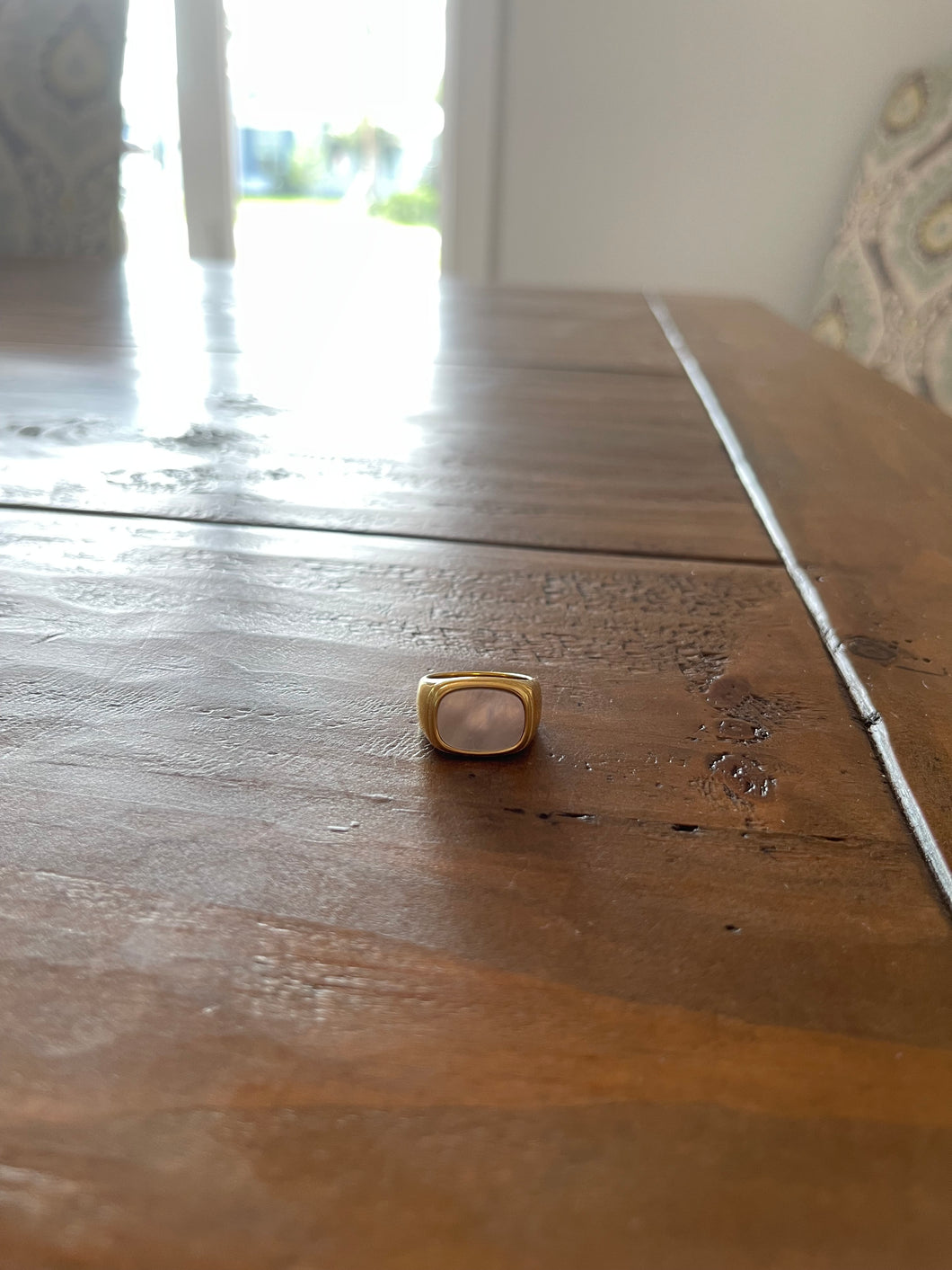 chunky square pearl ring