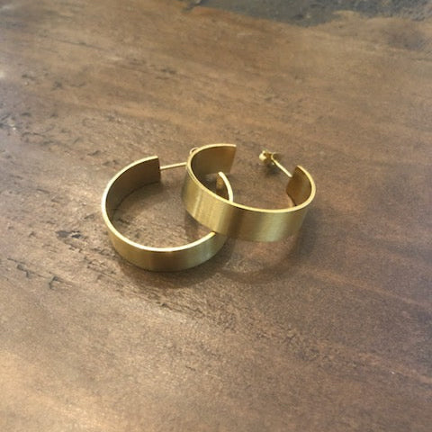 thick matte gold hoop earrings