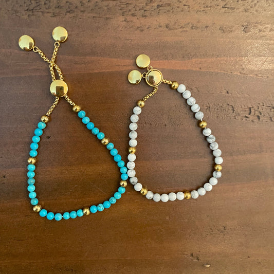 adjustable stainless steel beaded bracelet