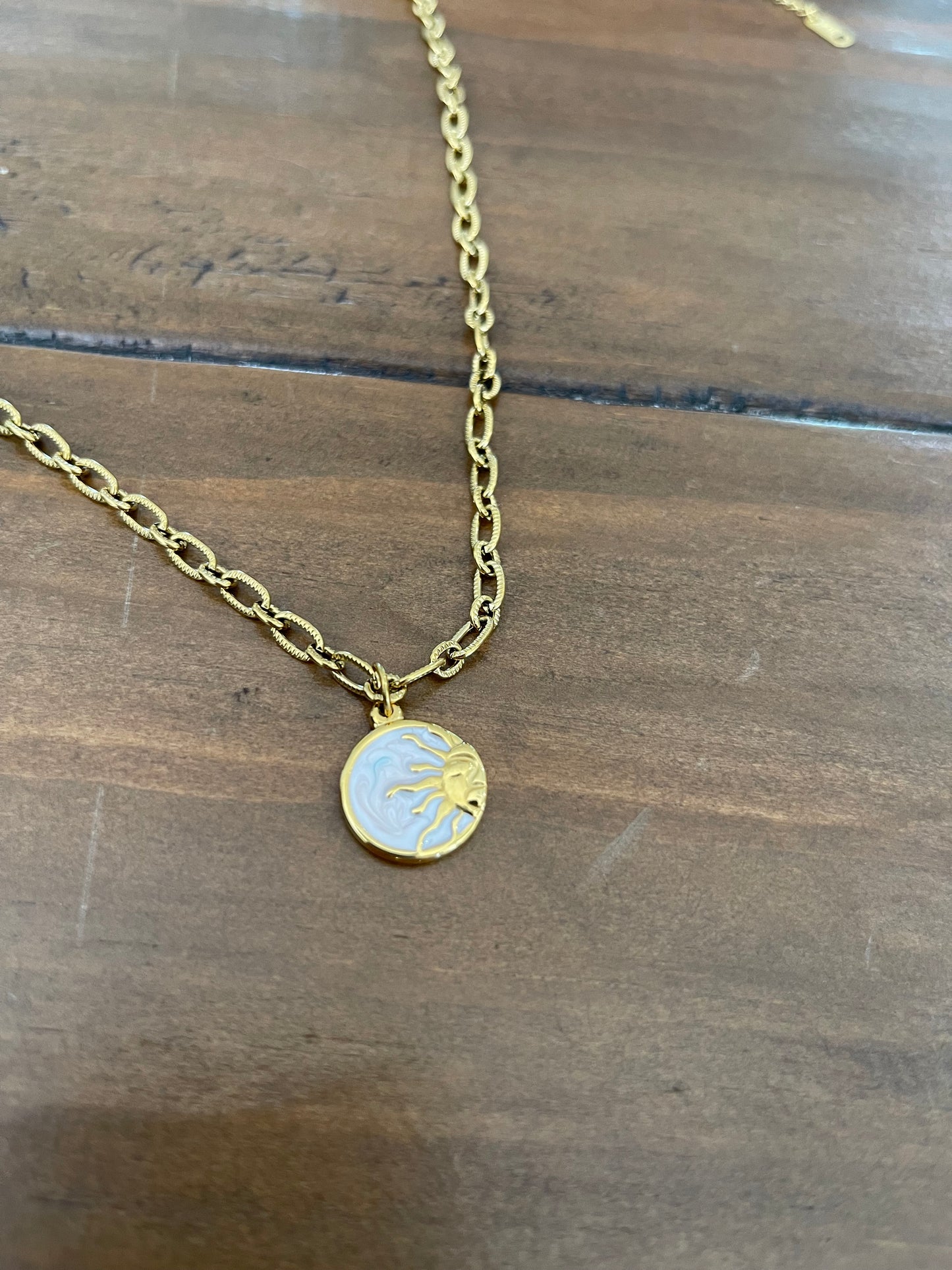 sun/moon shell pendant necklace
