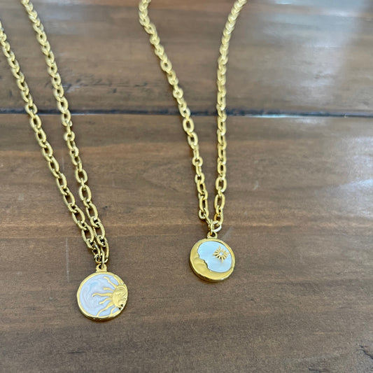 sun/moon shell pendant necklace