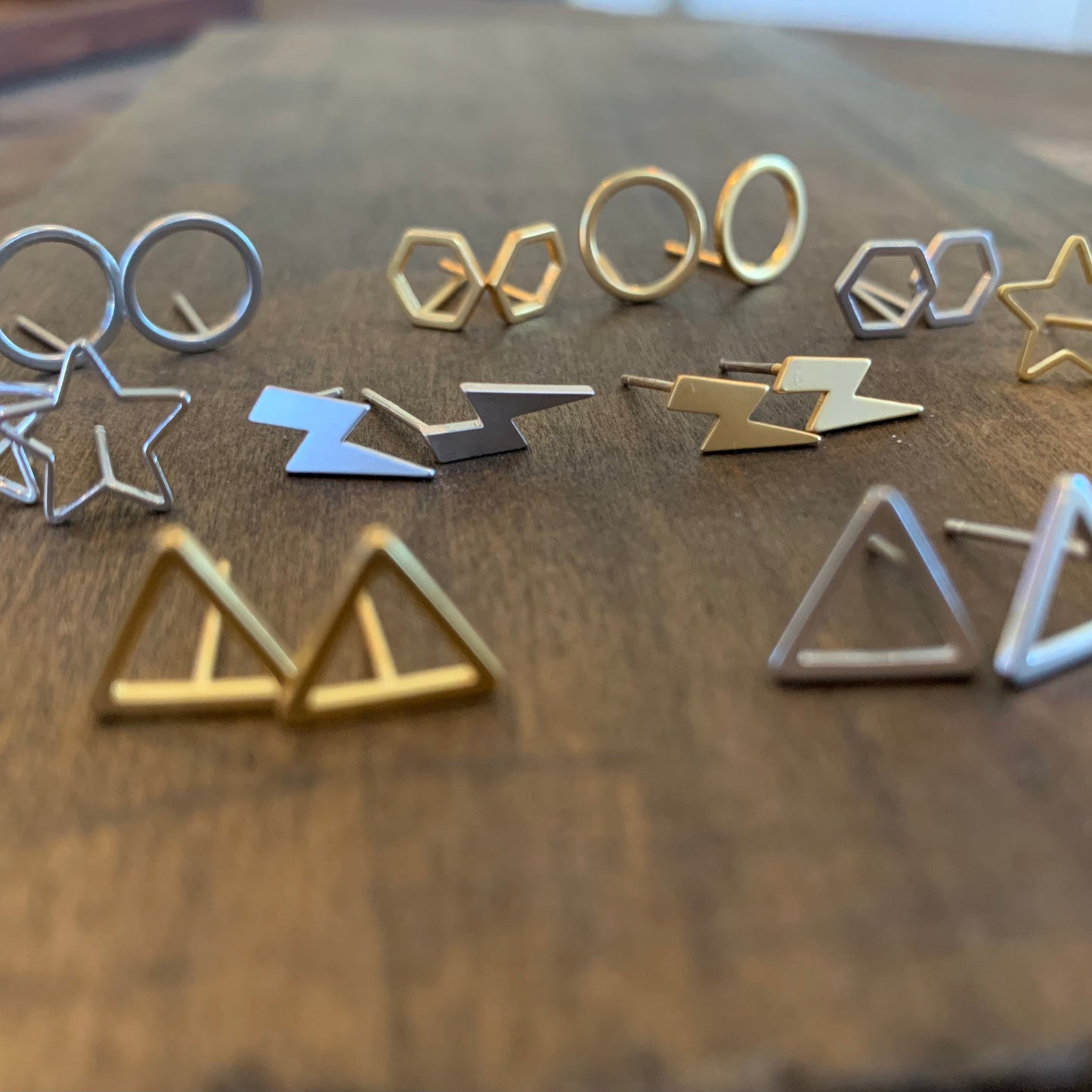 tiny geometric stud earrings