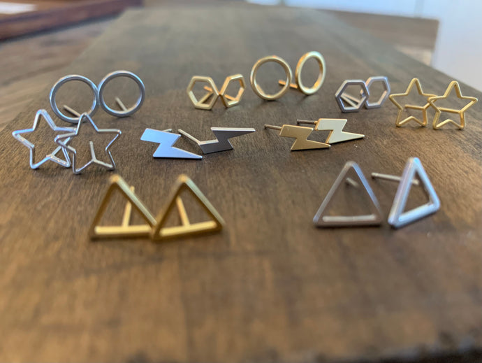 tiny geometric stud earrings