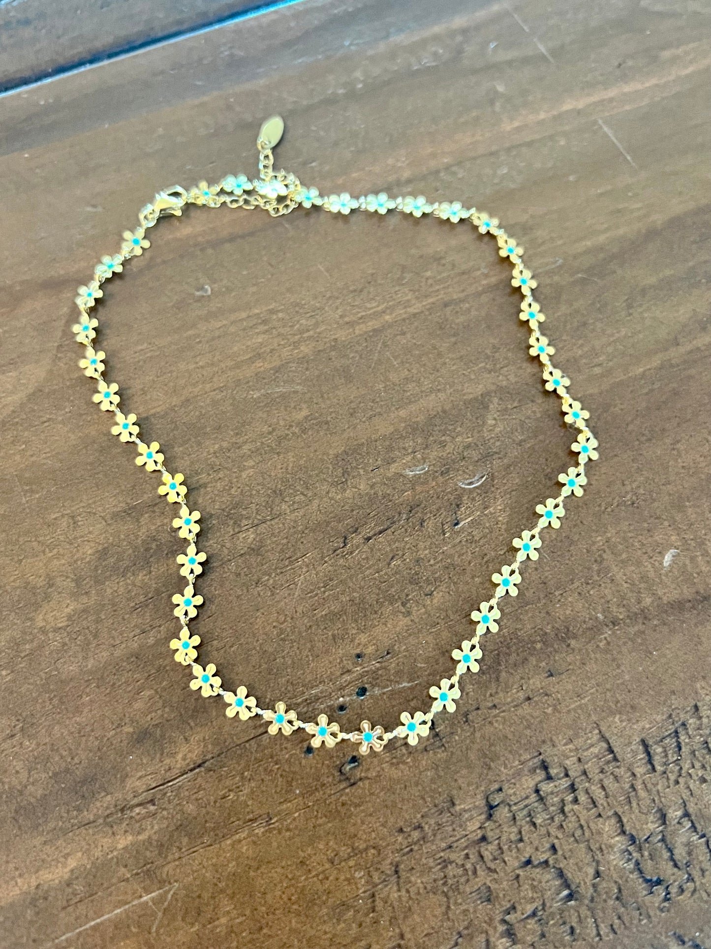 turquoise flower choker