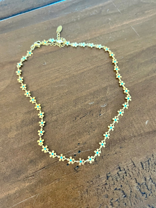 turquoise flower choker