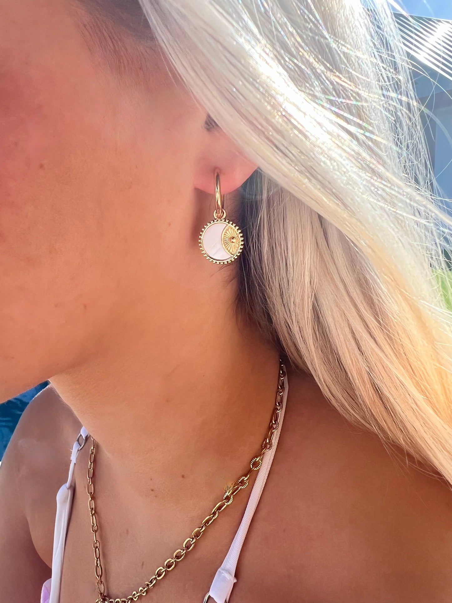 sun shell huggie earrings