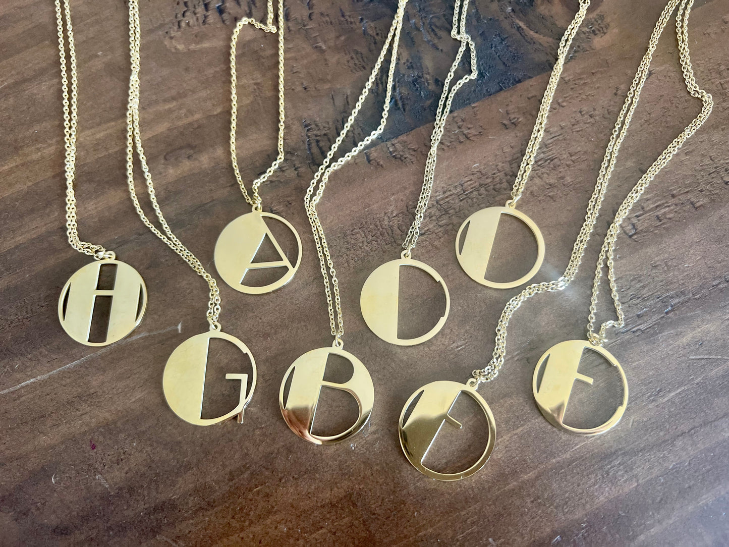 retro initial necklace