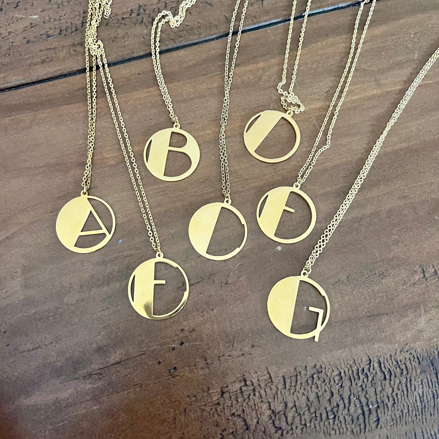 retro initial necklace