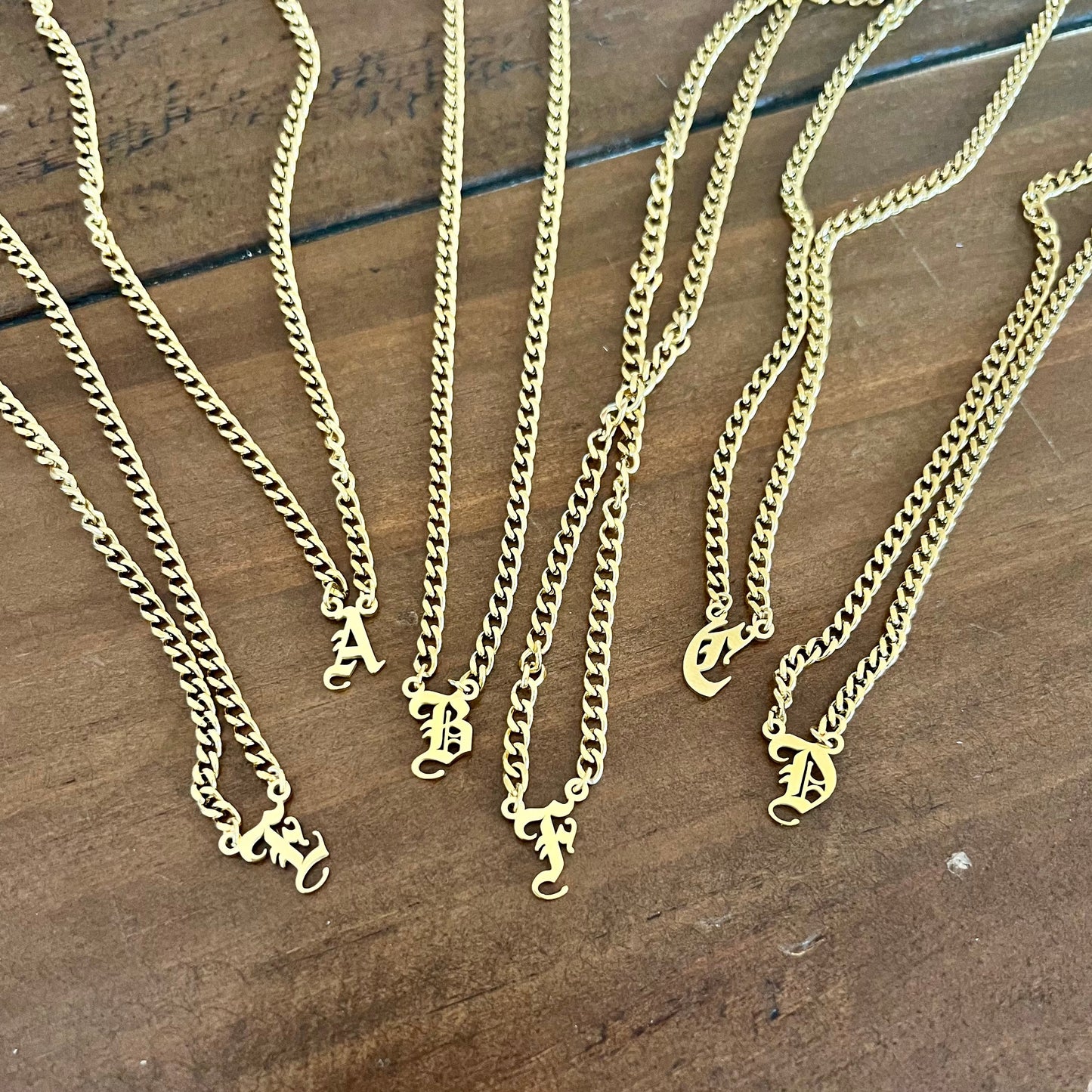 old english initial necklace