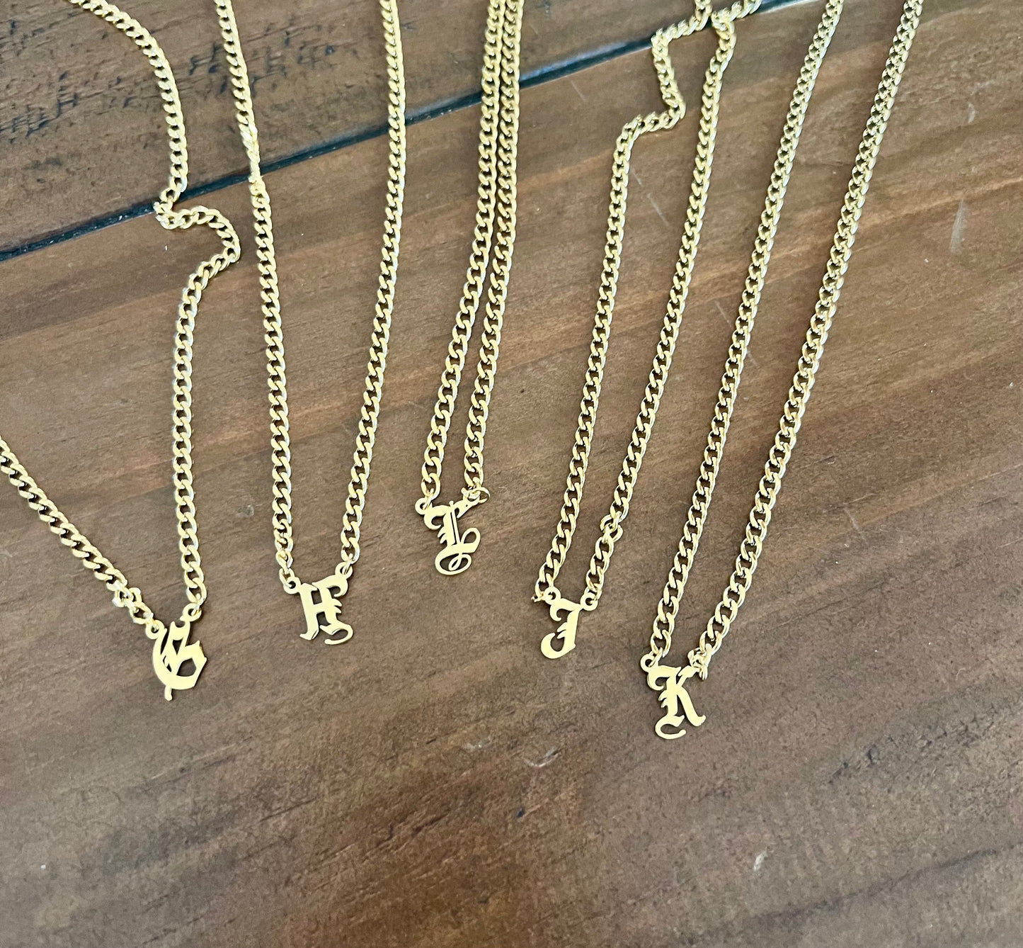 old english initial necklace