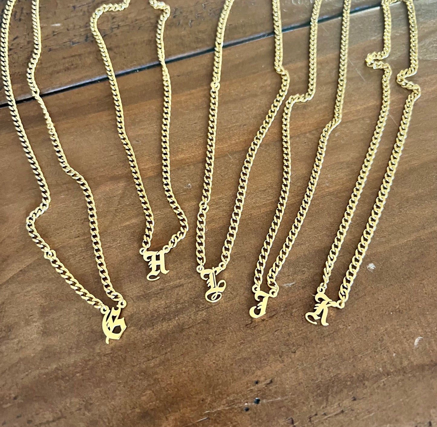 old english initial necklace