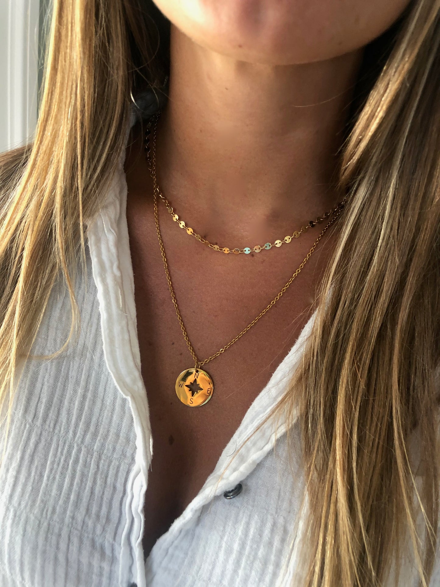 large compass pendant necklace