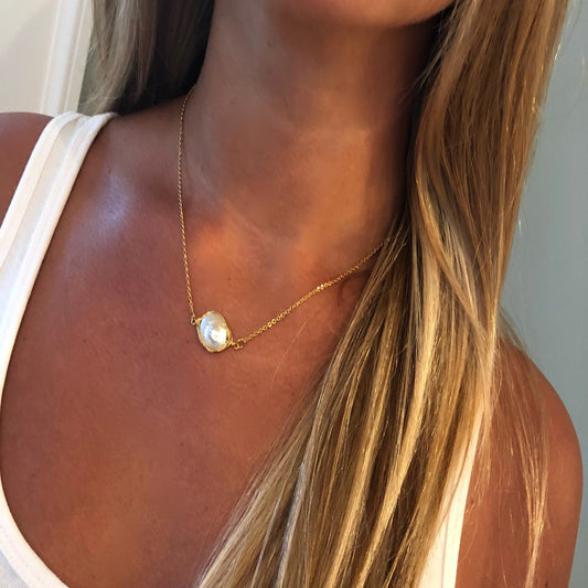 fresh water pearl connector necklace