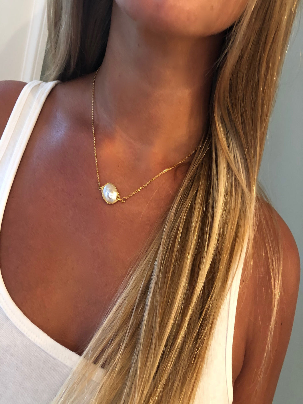 fresh water pearl connector necklace