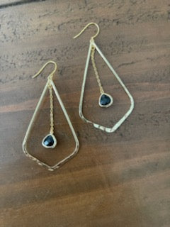 teardrop glass stone dangle hoop earrings