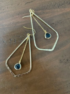 teardrop glass stone dangle hoop earrings