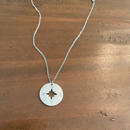 large compass pendant necklace