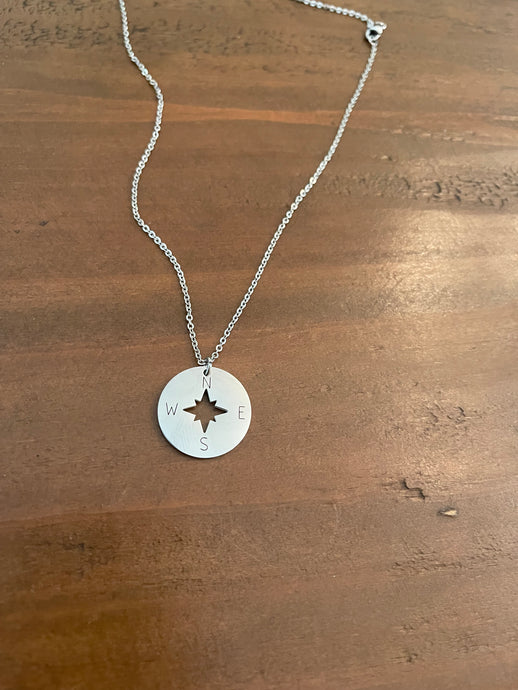 large compass pendant necklace