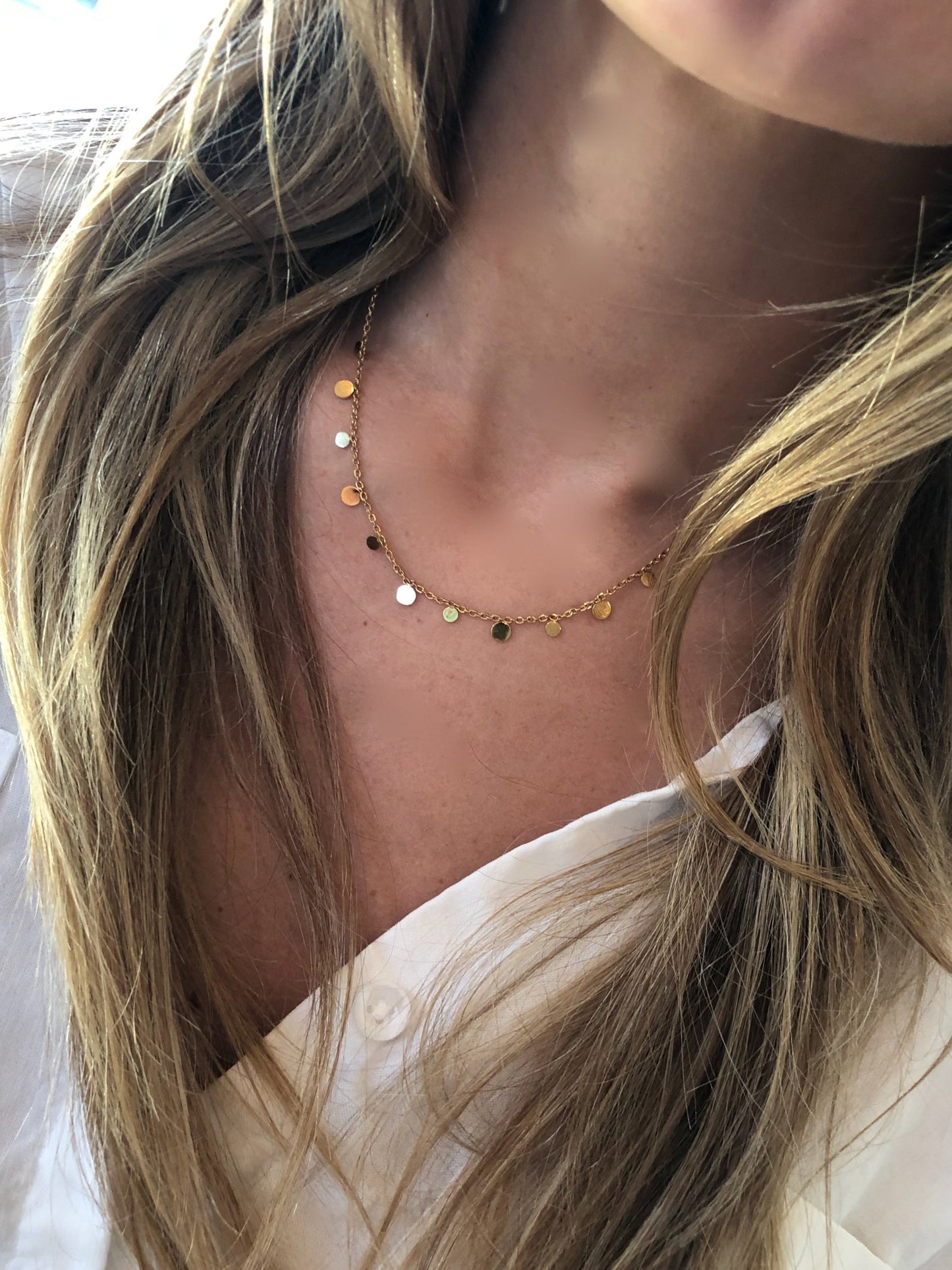 dainty rectangle & circle chokers