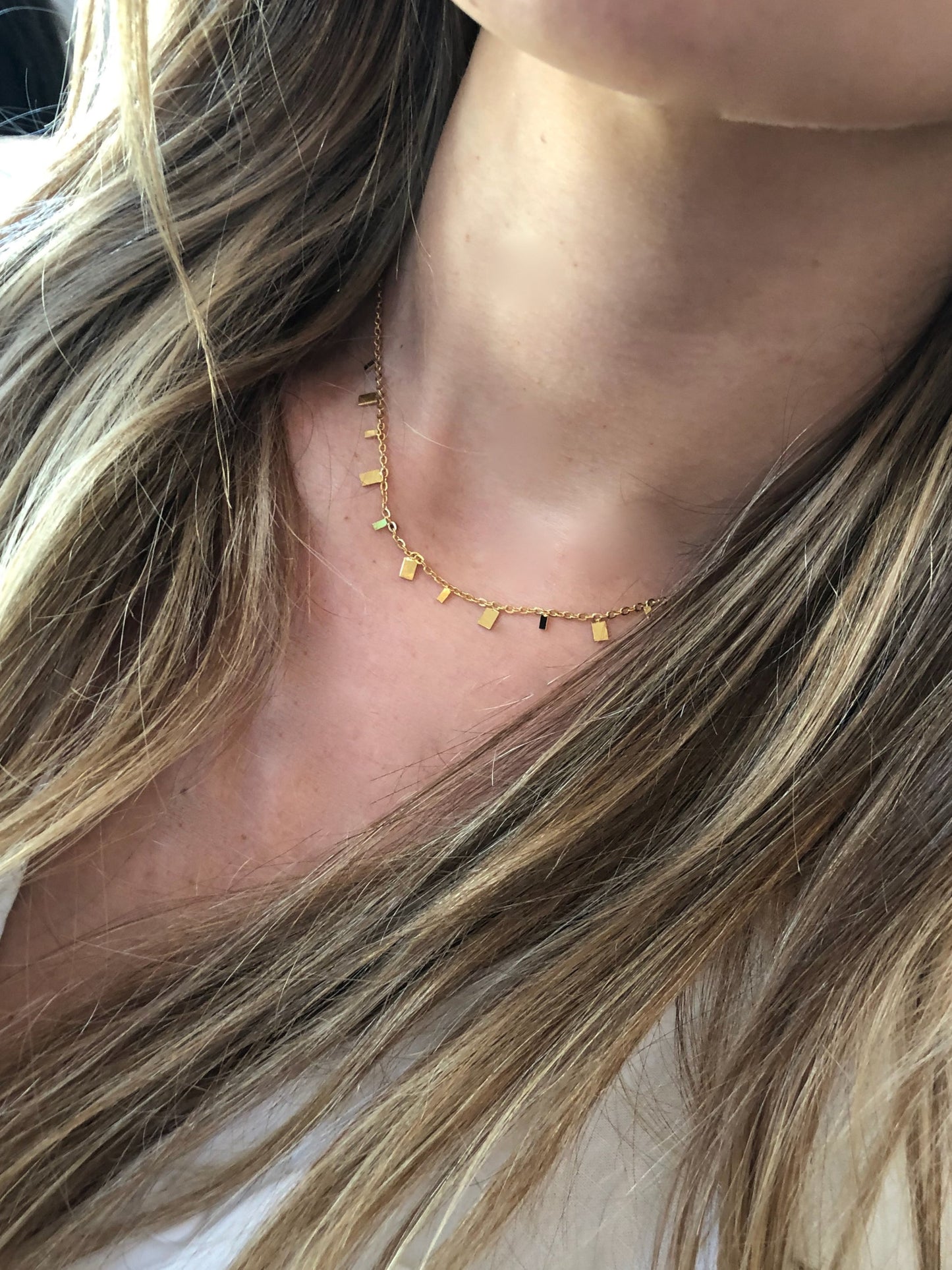 dainty rectangle & circle chokers
