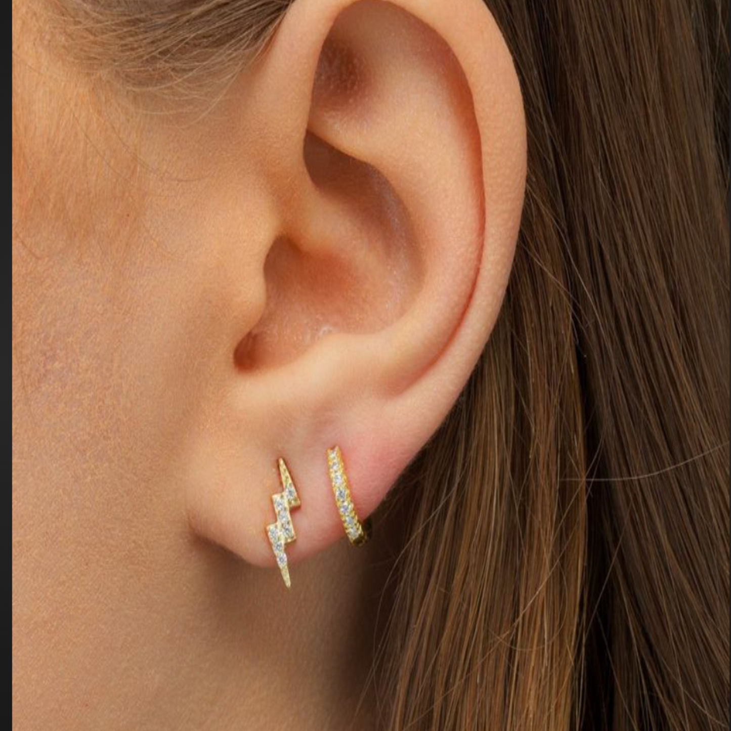 cz tiny huggie earrings. 2nd hole hoop earring