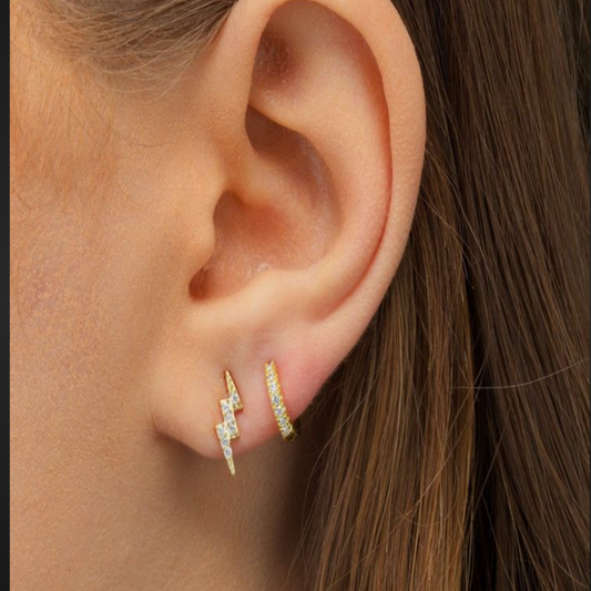 cz tiny huggie earrings. 2nd hole hoop earring
