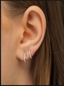 cz tiny huggie earrings. 2nd hole hoop earring