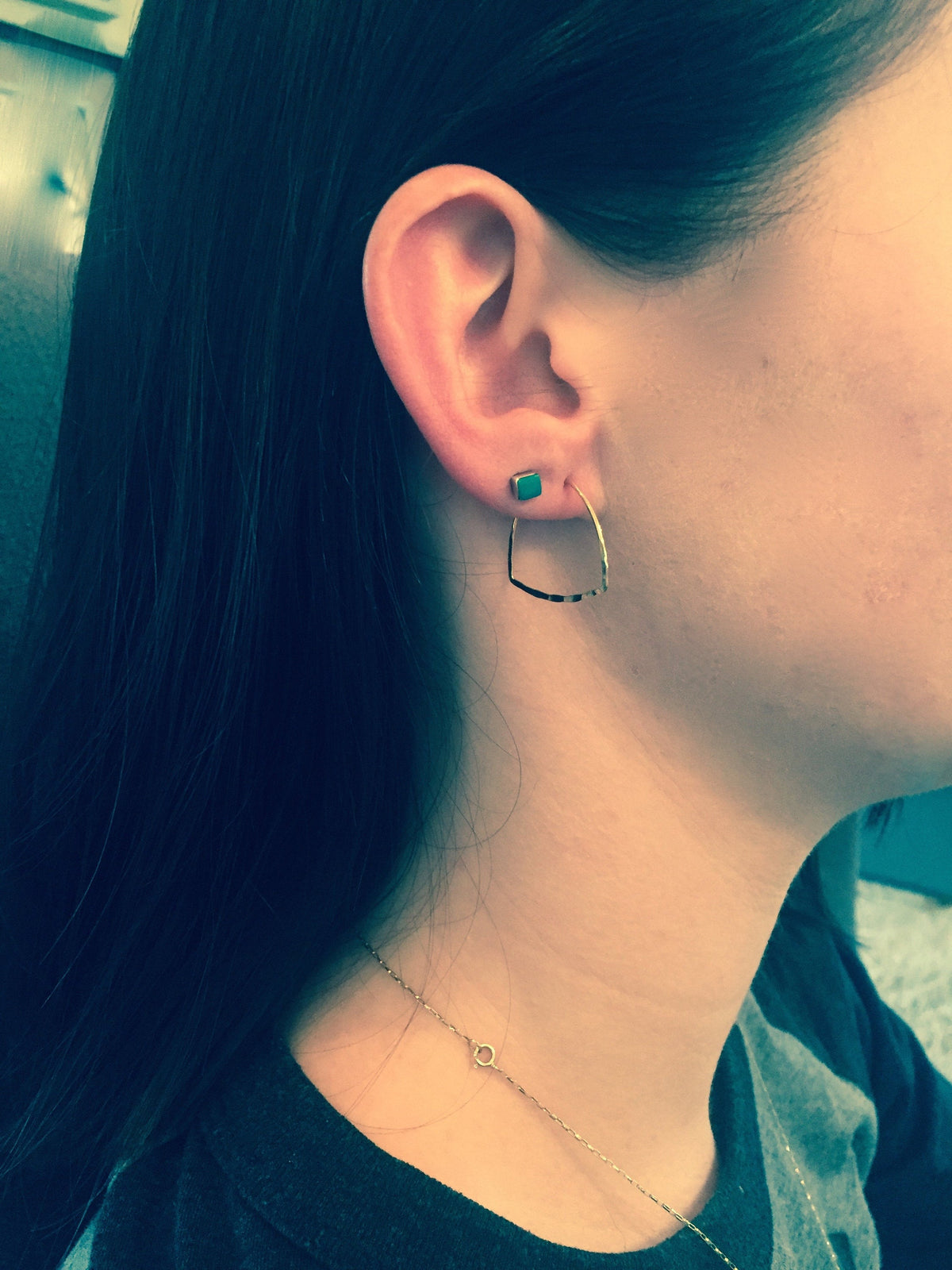 tiny triangle hoop earrings