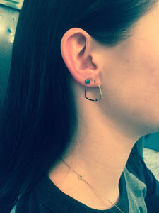 triangle hoop earrings. triangle ear wires. small geometric hoop earrings. hammered.