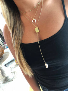 fresh water pearl/ crystal lariat necklaces
