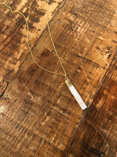 Load image into Gallery viewer, long white gemstone bar pendant necklace