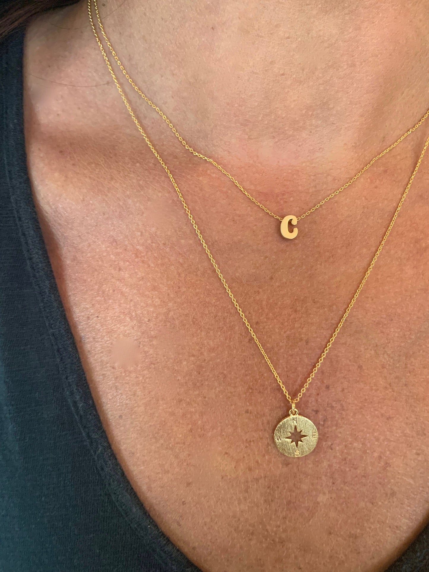 small compass necklace