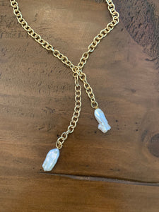 chunky fresh water pearl drop necklace