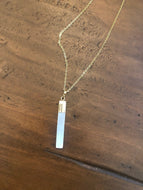 long white gemstone bar pendant necklace