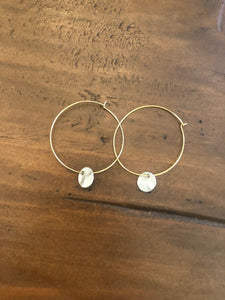 hammered circle dangle hoop earrings