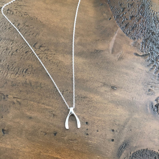 tiny wishbone pendant necklace