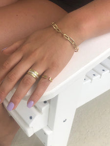 minimalist gold t-bar and cube rings