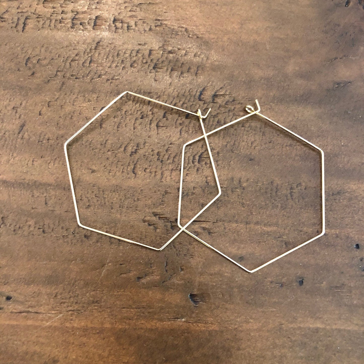 large geometric hexagon hoop earrings