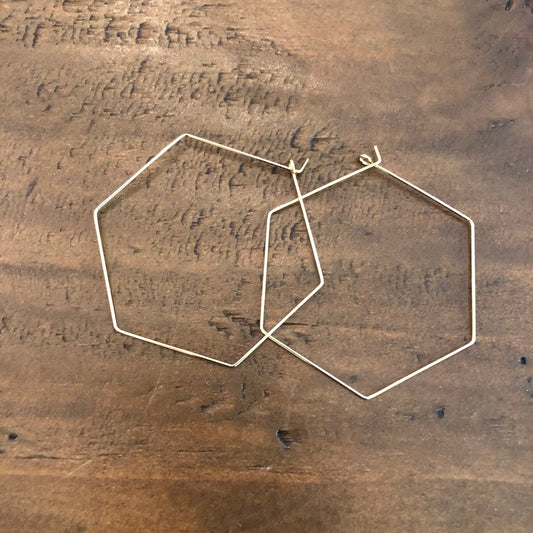 large geometric hexagon hoop earrings